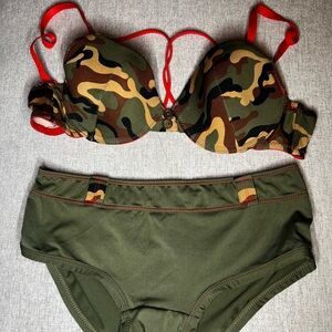 Camo and Red Bikini Set For Performance/Dance/Modelling